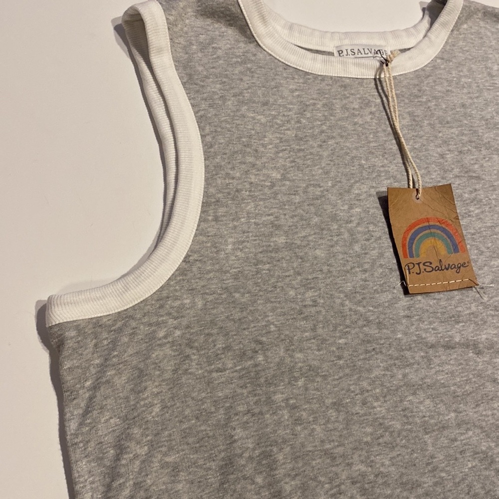 PJ Salvage Medium Heather Gray Tank Top Crew Neck PJ Top New D31e - Picture 8 of 14